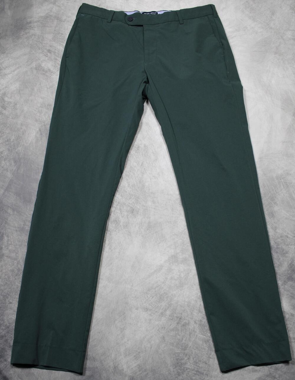 Peter Millar Pants Mens 32x32 (32x31) Green Microfiber Chino Crown Crafted Golf